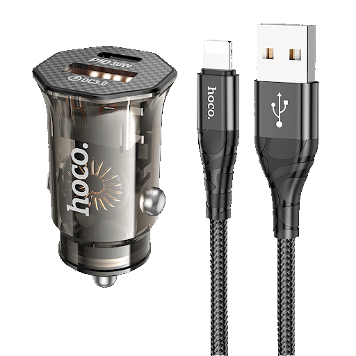 Hoco car charger PD 30w+Qc3.0 with lightning cable Hoco car charger PD 30w+Qc3.0 with lightning cable